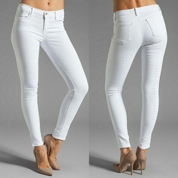 J Brand Super Skinny Blanc Back Eyelet White Jeans - Picture 1 of 15